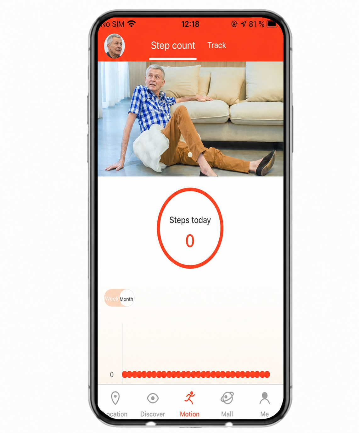 Mobile motion record screen showing post-alert monitoring